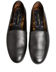 Dolce & Gabbana Silver Leather DG Logo Slip On Loafers Shoes