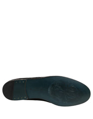 Dolce & Gabbana Black Glitter Brocade Men Dress Loafers Shoes