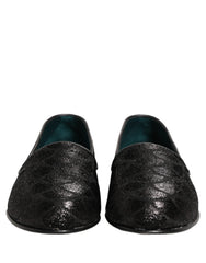 Dolce & Gabbana Black Glitter Brocade Men Dress Loafers Shoes