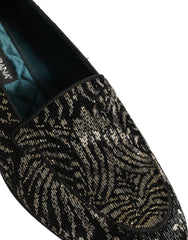Dolce & Gabbana Black Silver Embellished Dress Loafers Shoes