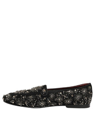 Dolce & Gabbana Black Crystal Embellished Dress Loafers Shoes
