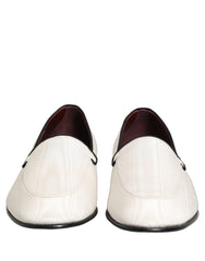 Dolce & Gabbana White Velvet Slip On Men Flats Loafers Shoes