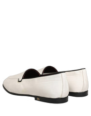 Dolce & Gabbana White Velvet Slip On Men Flats Loafers Shoes