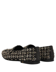 Dolce & Gabbana Silver Leather Logo Slip On Loafers Shoes