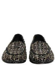 Dolce & Gabbana Black Crystal Embellished Dress Loafers Shoes
