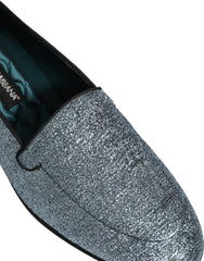 Dolce & Gabbana Blue Glitter Lurex DG Logo Dress Loafers Shoes