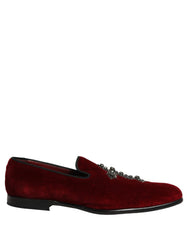 Dolce & Gabbana Maroon Suede Cross Slip On Dress Loafers Shoes