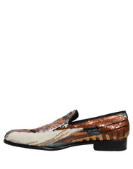 Dolce & Gabbana Multicolor Embroidered Sequin Loafers Shoes