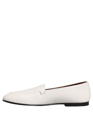 Dolce & Gabbana White Leather Logo Slip On Men Loafers Shoes