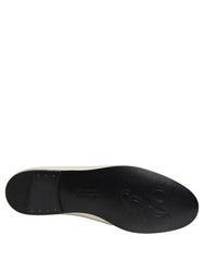 Dolce & Gabbana White Satin Logo Slip On Flats Loafers Shoes