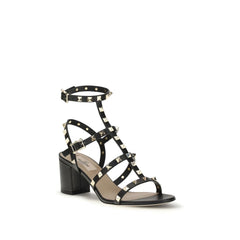 Valentino Garavani Black Calf Leather Bos Taurus Strap-On Sandals