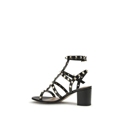 Valentino Garavani Black Calf Leather Bos Taurus Strap-On Sandals