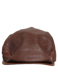 Dolce & Gabbana Men Brown Lamb Leather Newsboy Cloth Capello Hat