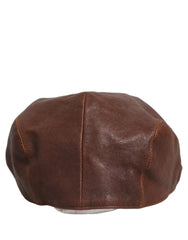 Dolce & Gabbana Men Brown Lamb Leather Newsboy Cloth Capello Hat