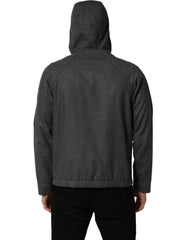 Dolce & Gabbana Gray Cotton Men Hooded Full Zip Bomber Jacket