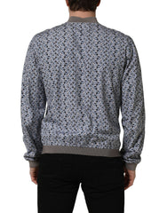 Dolce & Gabbana Light Blue Cotton Car Print Bomber Jacket