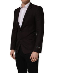 Dolce & Gabbana Brown Wool GOLD Single Breasted Men Jacket