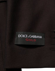Dolce & Gabbana Brown Wool GOLD Single Breasted Men Jacket