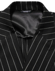 Dolce & Gabbana Black Stripes Wool Double Breasted Jacket