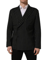 Dolce & Gabbana Black Stripes Wool Double Breasted Jacket