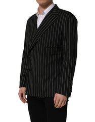 Dolce & Gabbana Black Stripes Wool Double Breasted Jacket