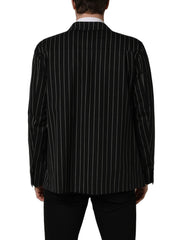 Dolce & Gabbana Black Stripes Wool Double Breasted Jacket