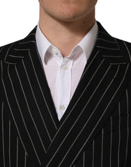 Dolce & Gabbana Black Stripes Wool Double Breasted Jacket