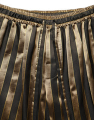 Dolce & Gabbana Gold Black Stripe Satin Tapered Leg Men Pants