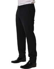 Dolce & Gabbana Black Wool Tapered Leg Dress Trouser Pants