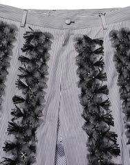 Dolce & Gabbana BlackGray Pinstripe Embellished Trouser Pants