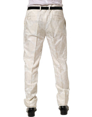Dolce & Gabbana White Floral Men Dress Formal Trouser Pants