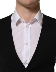 Dolce & Gabbana Black Wool Single Breasted Waistcoat Vest