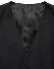 Dolce & Gabbana Black Wool Single Breasted Waistcoat Vest