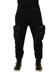 Dolce & Gabbana Black Mid Waist Cargo Jogger Sweatpants Pants