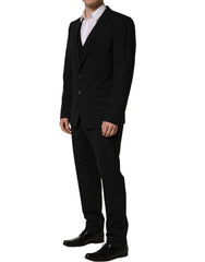 Dolce & Gabbana Black Wool Slim Fit Formal 3 Piece Men Suit
