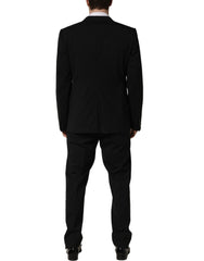 Dolce & Gabbana Black Wool Slim Fit Formal 3 Piece Men Suit