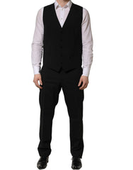 Dolce & Gabbana Black Wool Slim Fit Formal 3 Piece Men Suit