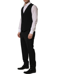 Dolce & Gabbana Black Wool Slim Fit Formal 3 Piece Men Suit