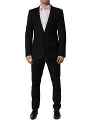 Dolce & Gabbana Black Wool Slim Fit Formal 2 Piece Men Suit