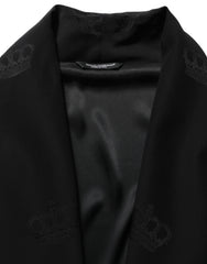 Dolce & Gabbana Black 100% Silk Robe Men Wrap Coat Jacket