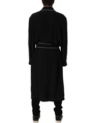 Dolce & Gabbana Black 100% Silk Robe Men Wrap Coat Jacket