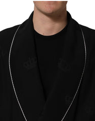 Dolce & Gabbana Black 100% Silk Robe Men Wrap Coat Jacket