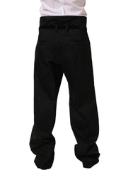 Dolce & Gabbana Black Cotton Straight Leg DressTrouser Pants