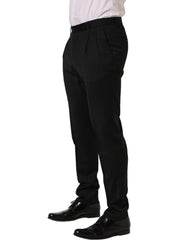 Dolce & Gabbana Black Wool Tapered Leg Men Dress Trouser Pants