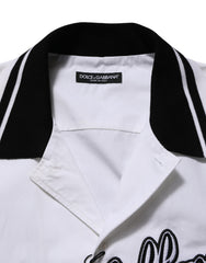Dolce & Gabbana White LogoPatch Cotton Baseball Casual Shirt