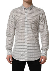 Dolce & Gabbana White Logo GOLD Long Sleeves Dress Shirt