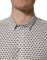 Dolce & Gabbana White Logo GOLD Long Sleeves Dress Shirt