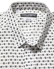 Dolce & Gabbana White Logo GOLD Long Sleeves Dress Shirt