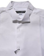 Dolce & Gabbana White Cotton MARTINI Sleeveless Men Dress Shirt