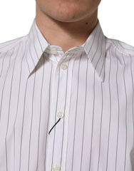 Dolce & Gabbana White Stripes Cotton Men Formal Dress Shirt